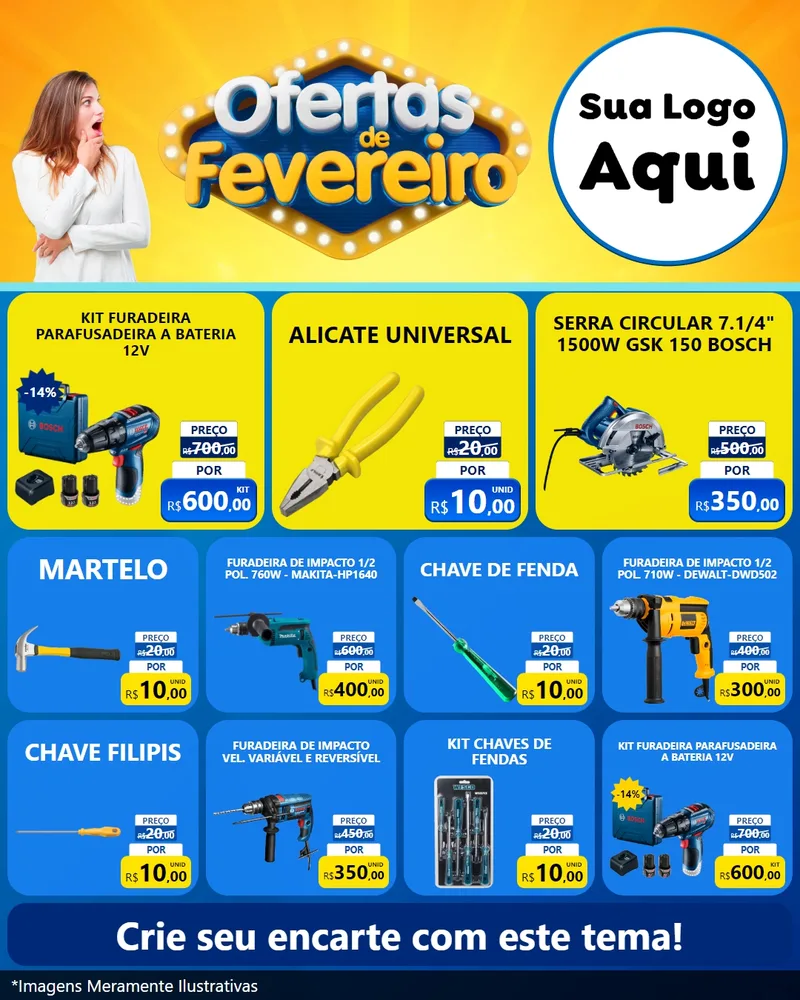Modelo de Rede Social para Feed Instagram com o tema Ofertas de Fevereiro para Maquinas e Ferramentas