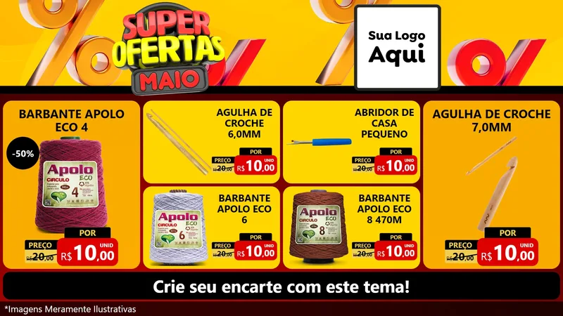 Modelo de TV para TV Horizontal com o tema Super Ofertas Maio para Armarinho e Aviamentos