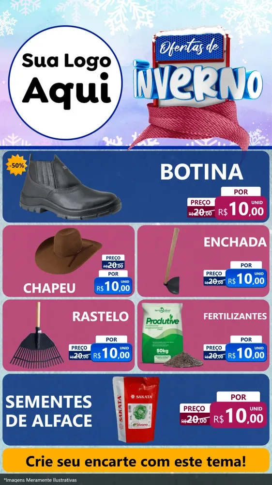 Modelo de TV para TV Vertical com o tema Ofertas de Inverno para Agropecuária