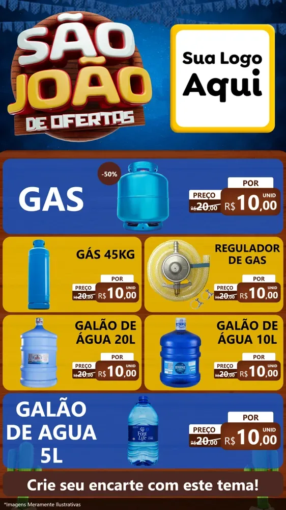 Modelo de TV para TV Vertical com o tema São João Ofertas Imbatíveis! - Junina para Água e gás