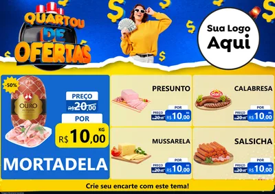 Modelo de Encarte para Encarte A4 Horizontal com o tema Quartou de Ofertas para Frios e Laticínios
