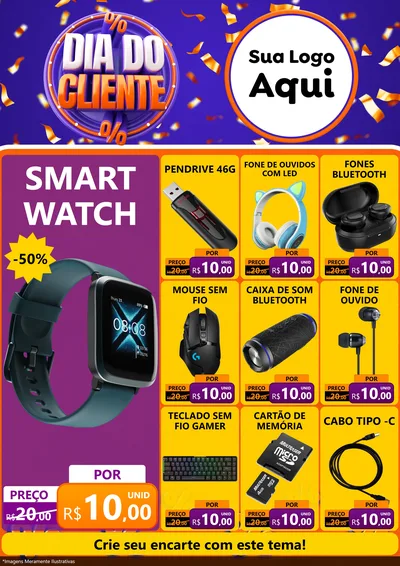 Modelo de Encarte para Encarte A4 Vertical com o tema Dia do Cliente para Informática