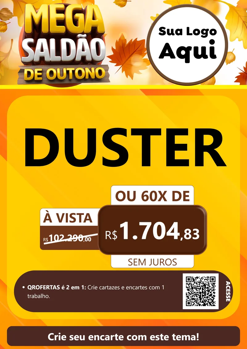 Modelo de Cartaz para Cartaz A4 Vertical com o tema Mega Saldão de Outono para Concessionaria de Carros
