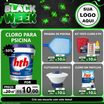 Modelo de Rede Social para Feed Facebook com o tema Black Week para Produtos para Piscina