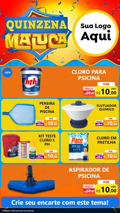 Modelo de TV para TV Vertical com o tema Quinzena Maluca para Produtos para Piscina