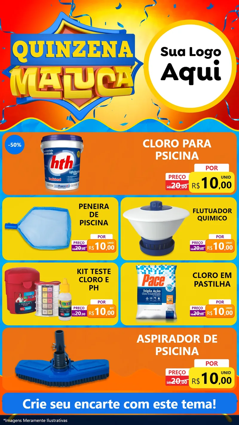 Modelo de TV para TV Vertical com o tema Quinzena Maluca para Produtos para Piscina
