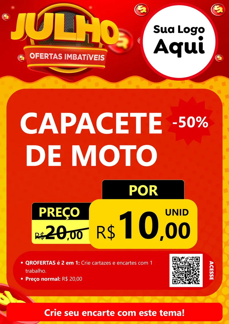 Modelo de Cartaz para Cartaz A4 Vertical com o tema Julho Ofertas Imbatíveis para Moto peças