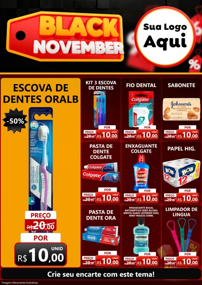 Modelo de Encarte para Encarte A4 Vertical com o tema Black November para Higiene Pessoal