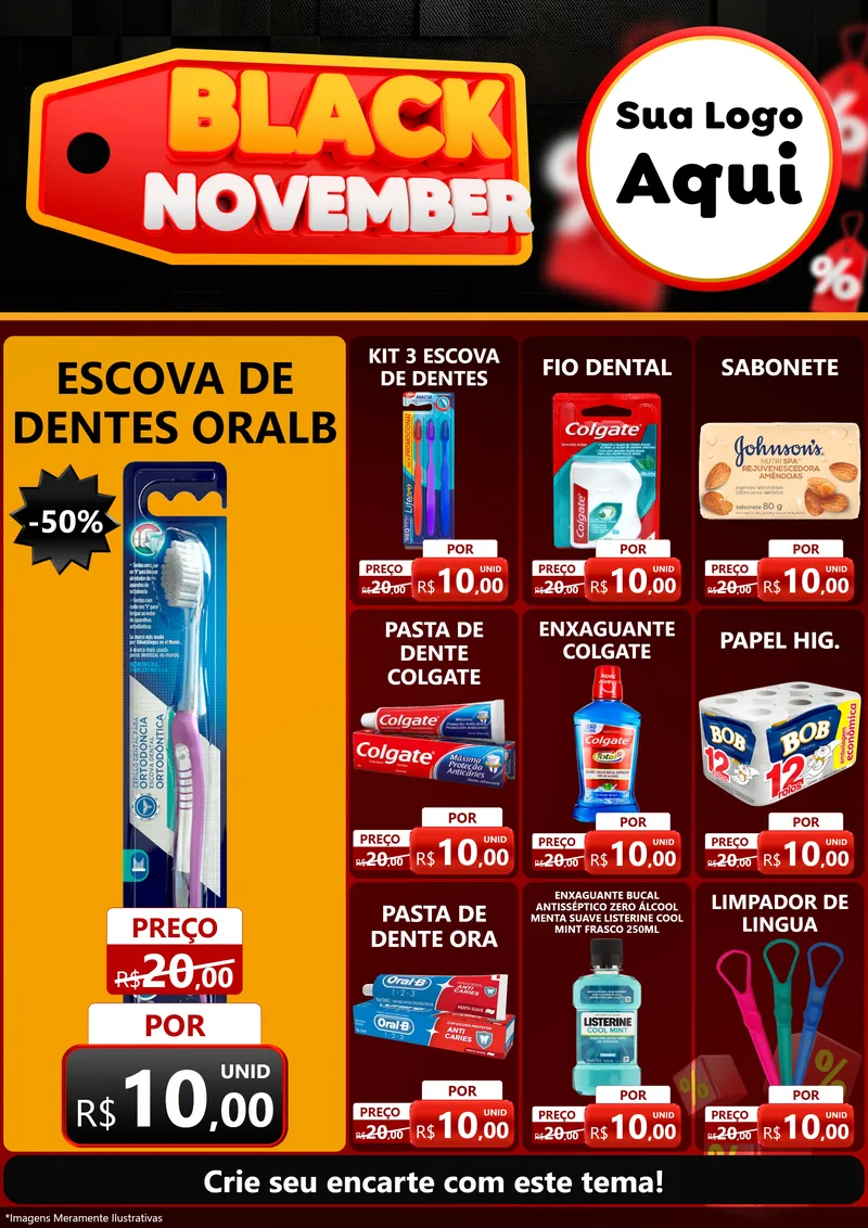 Modelo de Encarte para Encarte A4 Vertical com o tema Black November para Higiene Pessoal