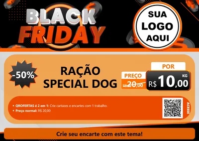 Modelo de Cartaz para Cartaz A4 Horizontal com o tema Black Friday para Pet Shop