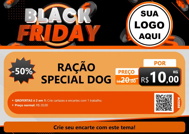 Modelo de Cartaz para Cartaz A4 Horizontal com o tema Black Friday para Pet Shop