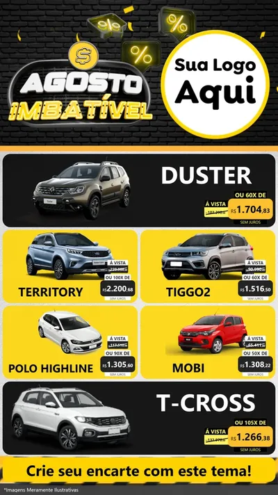 Modelo de TV para TV Vertical com o tema Agosto Imbatível para Concessionaria de Carros
