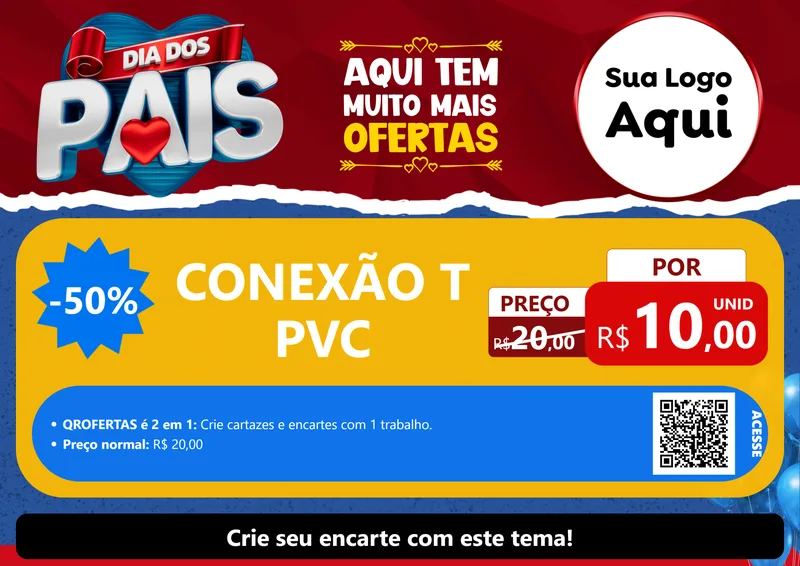 Modelo de Cartaz para Cartaz A4 Horizontal com o tema Dia dos Pais para Tubos e conexões