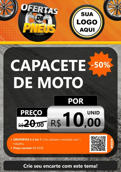 Modelo de Cartaz para Cartaz A4 Vertical com o tema Ofertas de Pneus para Moto peças