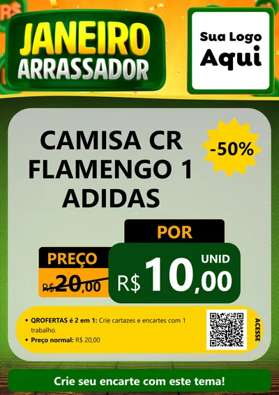 Modelo de Cartaz para Cartaz A4 Vertical com o tema Janeiro Arrasador para Roupas e acessórios