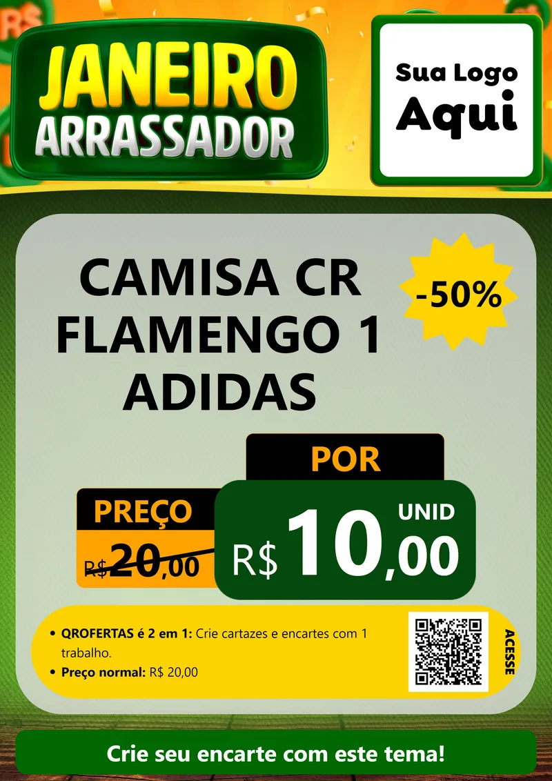 Modelo de Cartaz para Cartaz A4 Vertical com o tema Janeiro Arrasador para Roupas e acessórios