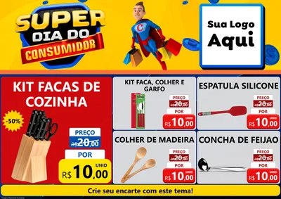 Modelo de Encarte para Encarte A4 Horizontal com o tema Super Dia do Consumidor para Utilidades Domésticas