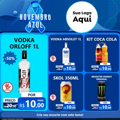 Modelo de Rede Social para Feed Facebook com o tema Novembro Azul para Distribuidora de bebidas