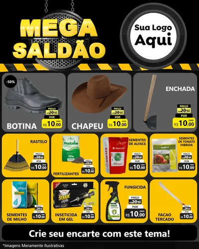 Modelo de Rede Social para Feed Instagram com o tema Mega Saldão para Agropecuária