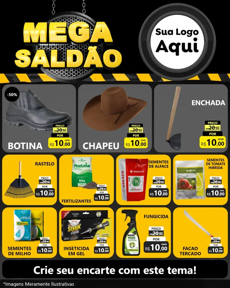 Modelo de Rede Social para Feed Instagram com o tema Mega Saldão para Agropecuária