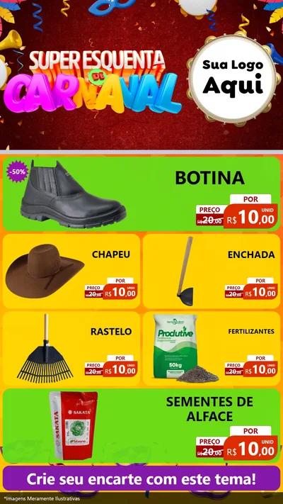 Modelo de TV para TV Vertical com o tema Super Esquenta de Carnaval para Agropecuária