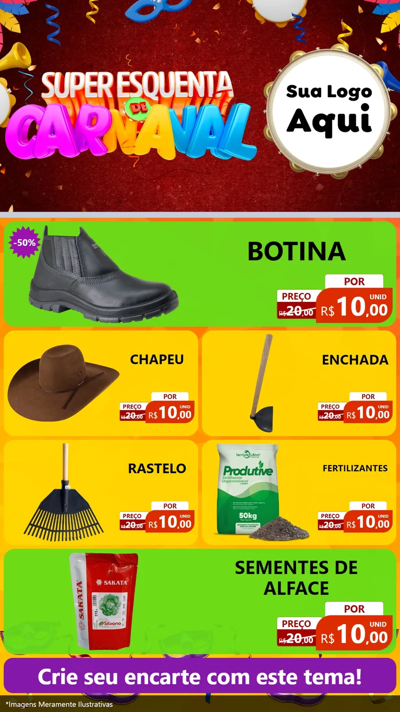 Modelo de TV para TV Vertical com o tema Super Esquenta de Carnaval para Agropecuária