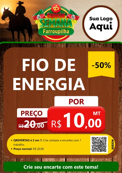 Modelo de Cartaz para Cartaz A4 Vertical com o tema Especial Semana Farroupilha para Materiais Elétricos