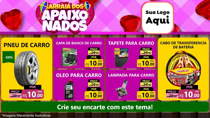 Modelo de TV para TV Horizontal com o tema Arraiá dos Apaixonados para Auto peças
