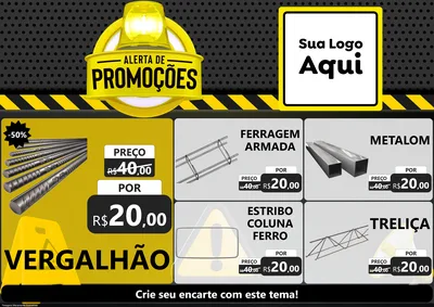 Modelo de Encarte para Encarte A4 Horizontal com o tema Alerta de Promoções para Ferragens