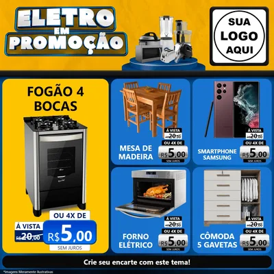 Modelo de Rede Social para Feed Facebook com o tema Eletro em Promoção para Móveis e Eletro
