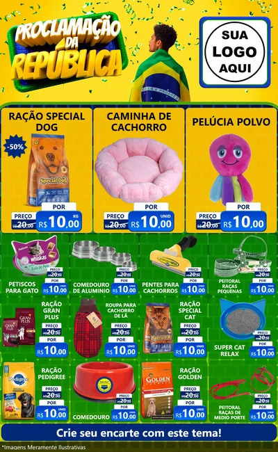 Modelo de Encarte para Encarte Grande com o tema Proclamação da República para Pet Shop