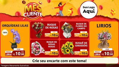 Modelo de TV para TV Horizontal com o tema Mês do Cliente para Floricultura e jardim