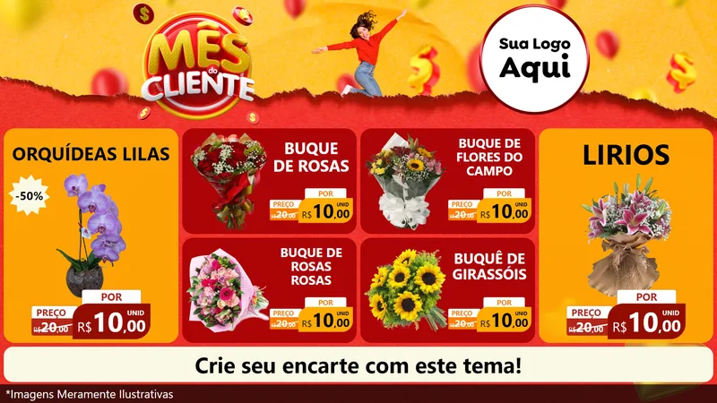 Modelo de TV para TV Horizontal com o tema Mês do Cliente para Floricultura e jardim