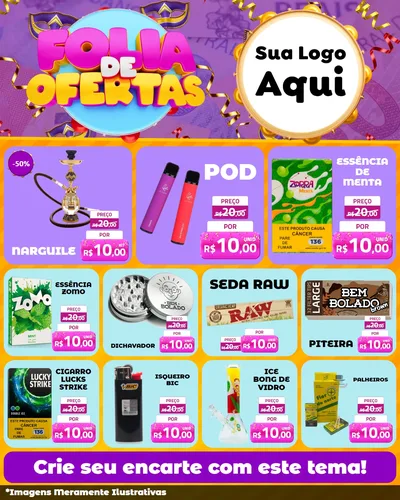 Modelo de Rede Social para Feed Instagram com o tema Folia de Ofertas para Tabacaria