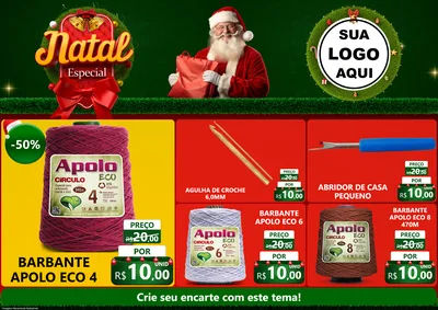 Modelo de Encarte para Encarte A4 Horizontal com o tema Natal Especial para Armarinho e Aviamentos