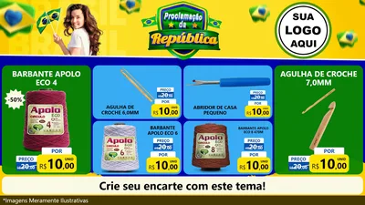 Modelo de TV para TV Horizontal com o tema Proclamação da República para Armarinho e Aviamentos