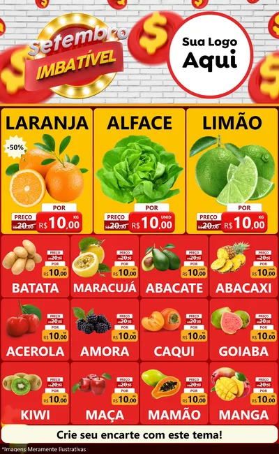 Modelo de Encarte para Encarte Grande com o tema Setembro Imbatível para Hortifrúti