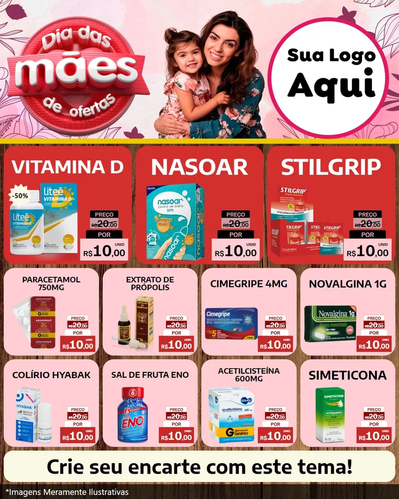 Modelo de Rede Social para Feed Instagram com o tema Dia Das Mães De Ofertas para Farmácia