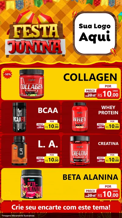 Modelo de TV para TV Vertical com o tema Festa Junina para Suplementos alimentares