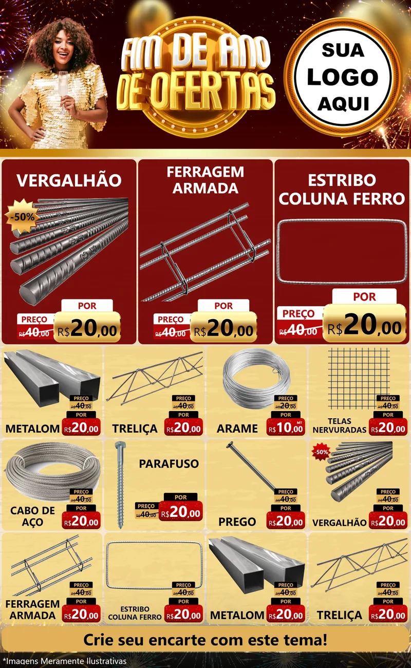 Modelo de Encarte para Encarte Grande com o tema Fim de Ano de Ofertas para Ferragens