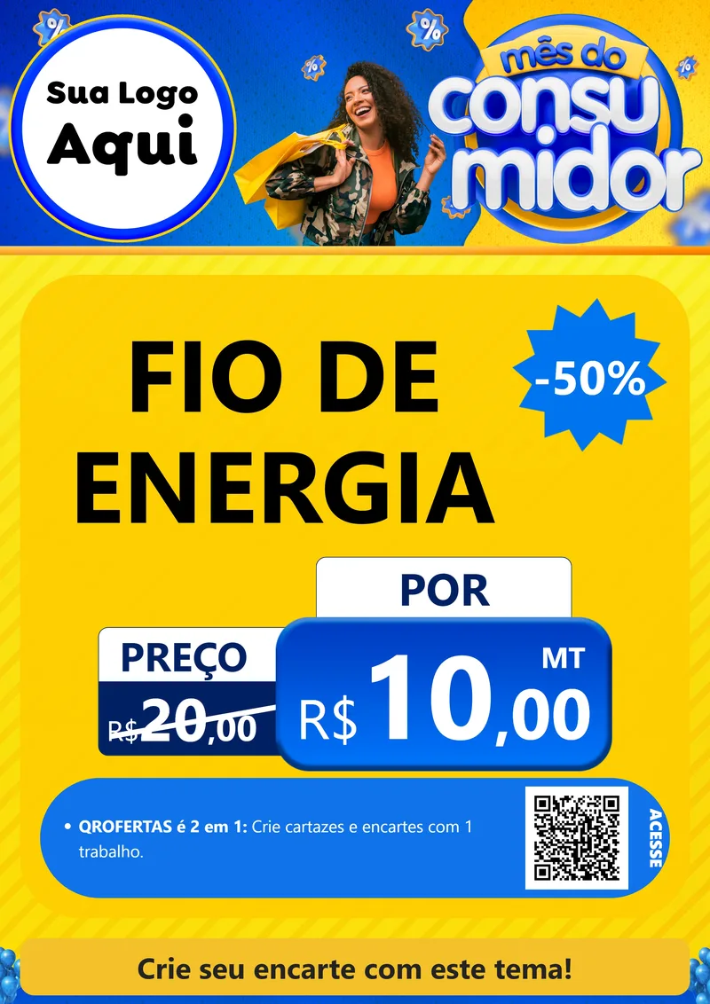 Modelo de Cartaz para Cartaz A4 Vertical com o tema Mês do Consumidor para Materiais Elétricos