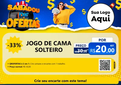 Modelo de Cartaz para Cartaz A4 Horizontal com o tema Sabadou de Ofertas para Cama, Mesa e Banho
