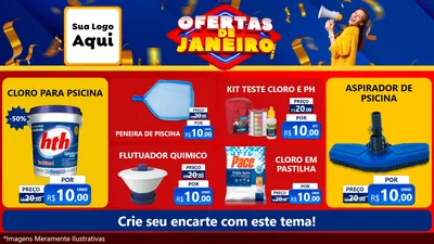 Modelo de TV para TV Horizontal com o tema Ofertas de Janeiro para Produtos para Piscina