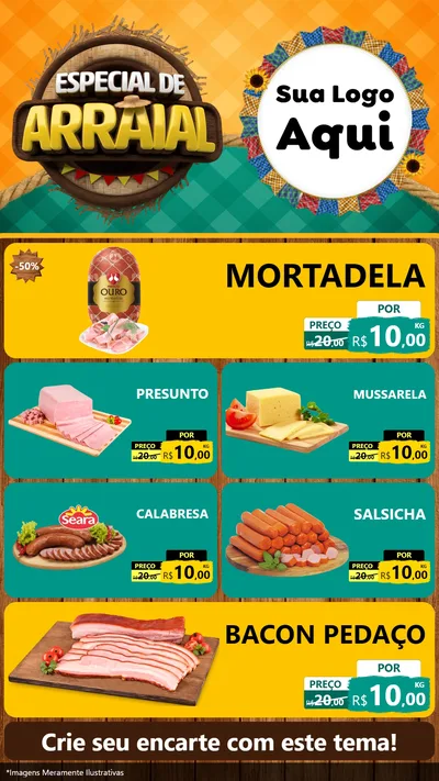 Modelo de TV para TV Vertical com o tema Especial De Arraial para Frios e Laticínios