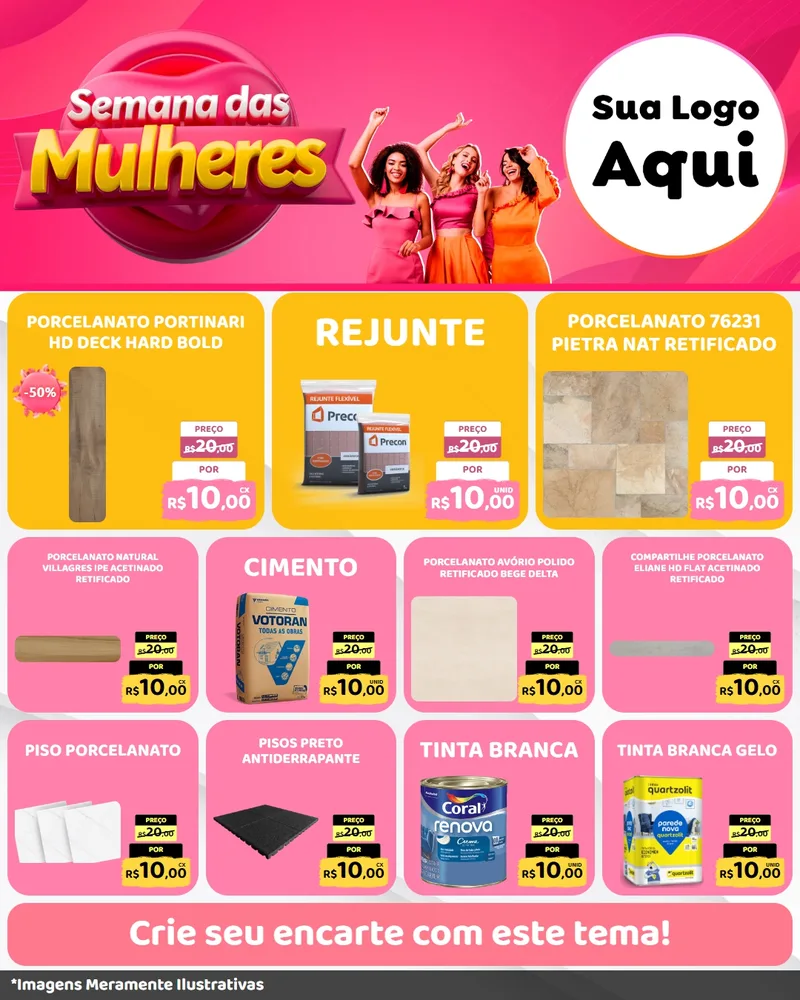 Modelo de Rede Social para Feed Instagram com o tema Semana das Mulheres para Pisos e revestimentos