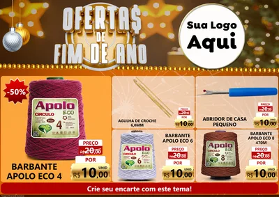 Modelo de Encarte para Encarte A4 Horizontal com o tema Ofertas de Fim de Ano para Armarinho e Aviamentos