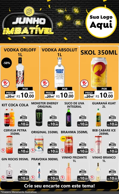 Modelo de Encarte para Encarte Grande com o tema Junho Imbatível para Distribuidora de bebidas