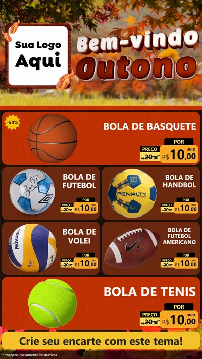 Modelo de TV para TV Vertical com o tema Bem-vindo Outono para Artigos Esportivos