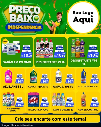 Modelo de Rede Social para Feed Instagram com o tema Preço Baixo de Independência para Produtos de Limpeza