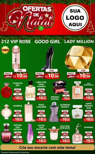 Modelo de Encarte para Encarte Grande com o tema Ofertas de Natal para Perfumes